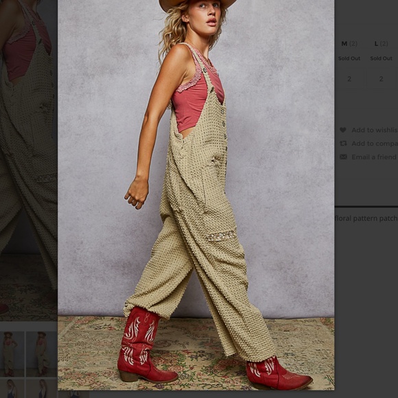 POL “ Amanda ” POL Textured Twill Overall Jumpsuit Romper One Piece 90 - Picture 3 of 6